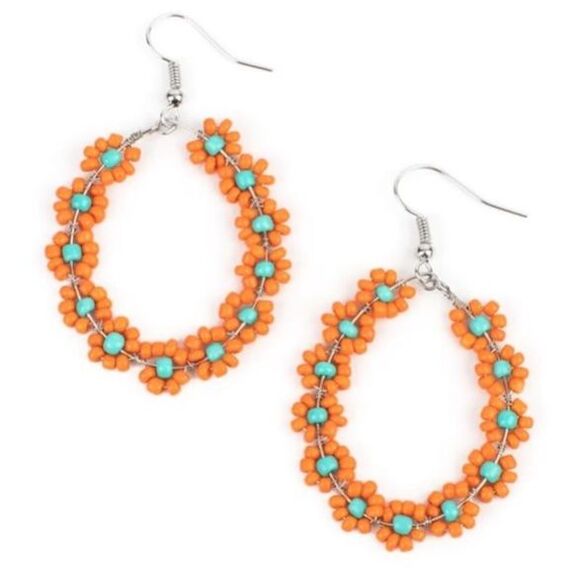 Festively Flower Child Orange Earrings (295) - Picture 2 of 3